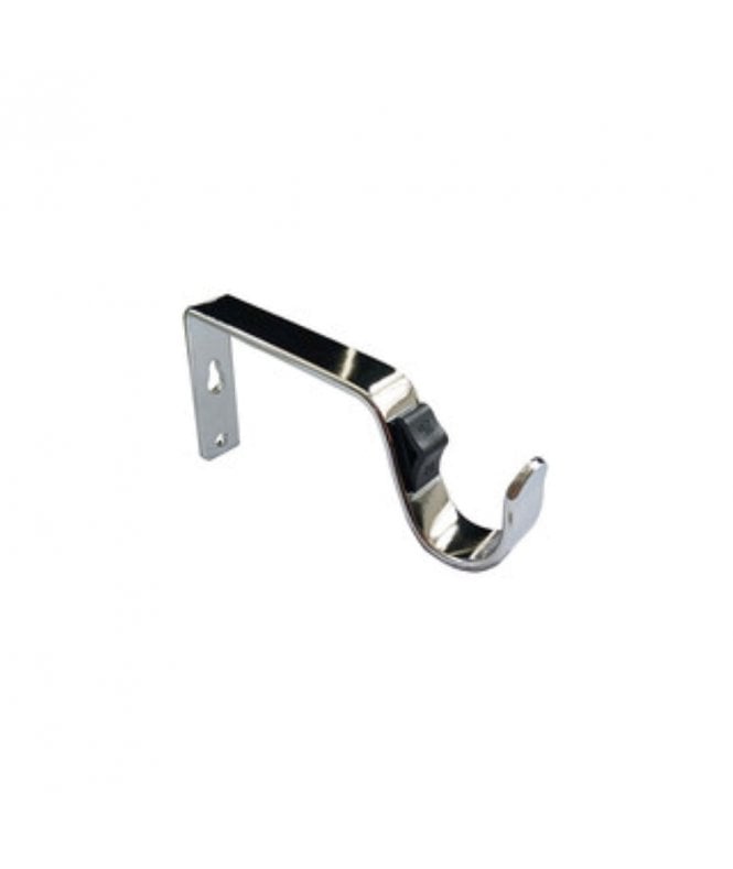 New Edge Blinds Chrome Quick Lock Fixed Metal Curtain Pole Support Bracket Pair (28mm)