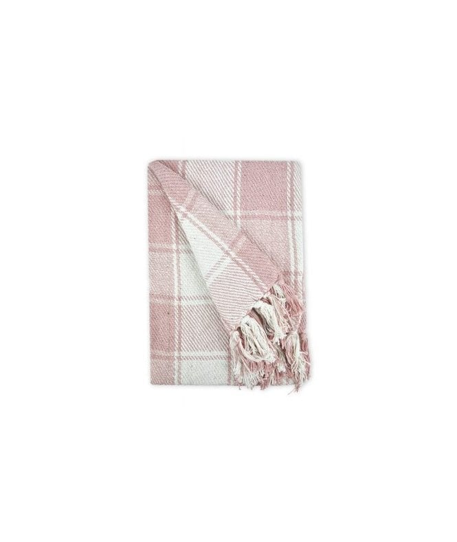 New Edge Blinds Comfy Check Collection Recycled Cotton Throw in Blush Pink