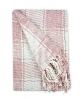 Comfy Check Collection Recycled Cotton Throw in Blush Pink