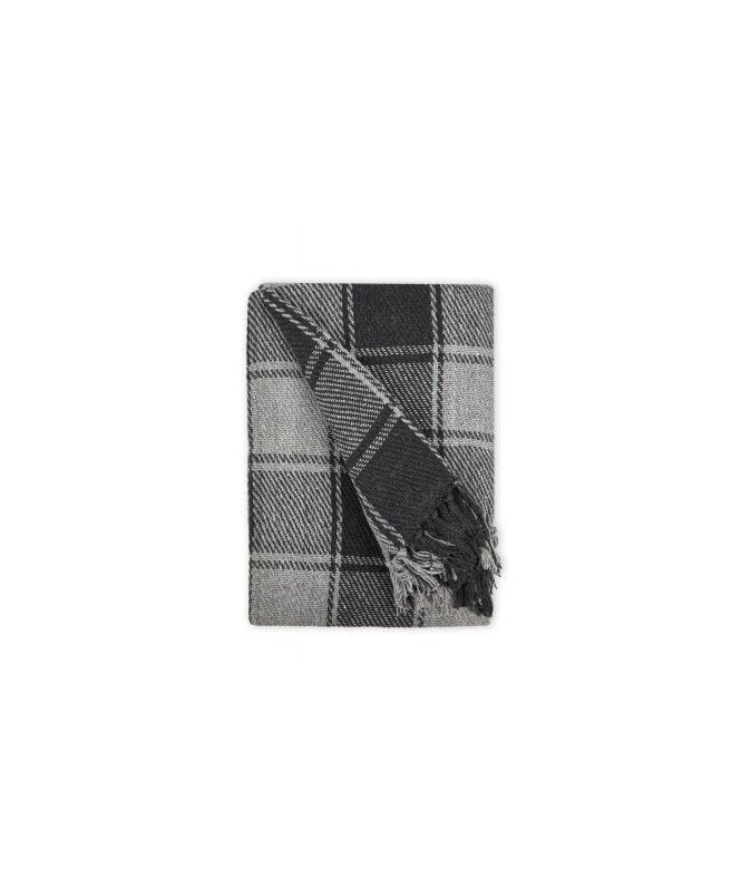 New Edge Blinds Comfy Check Collection Recycled Cotton Throw in Charcoal