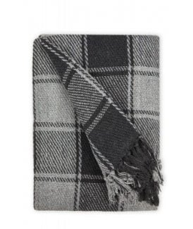 Comfy Check Collection Recycled Cotton Throw in Charcoal