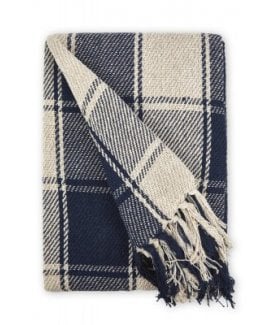 Comfy Check Collection Recycled Cotton Throw in Navy