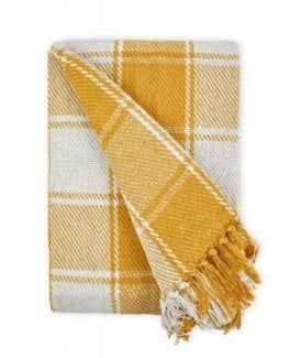 Comfy Check Collection Recycled Cotton Throw in Ochre