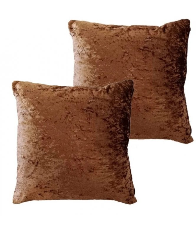 New Edge Blinds Crushed Velvet Cushion Cover in Brown
