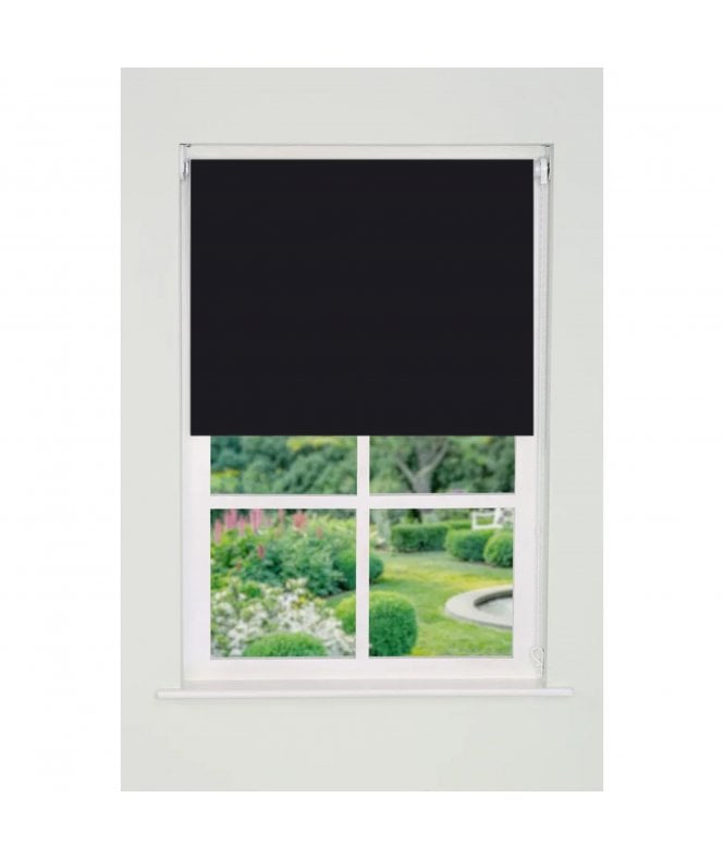 New Edge Blinds Custom Made Black Plain Straight Edge Daylight Roller Blind (165cm Drop)