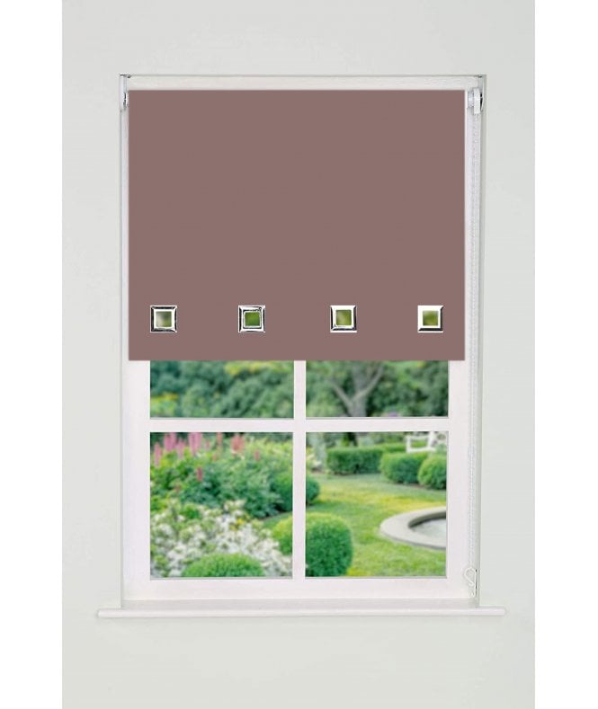 New Edge Blinds Custom Made Mocha Square Eyelet Edge Roller Blind (165cm Drop)