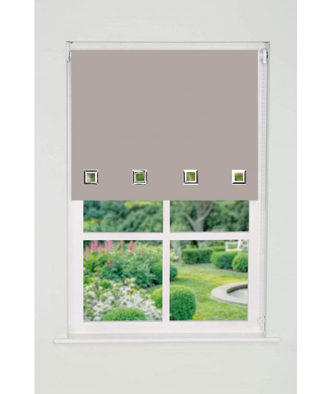 New Edge Blinds Custom Made Natural Square Eyelet Edge Roller Blind (165cm Drop)