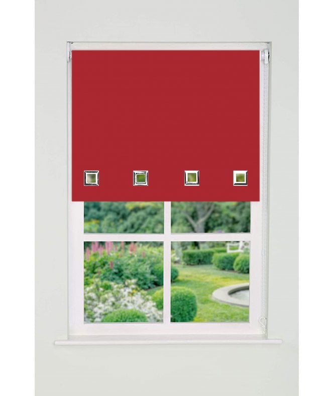 New Edge Blinds Custom Made Red Square Eyelet Edge Roller Blind (165cm Drop)