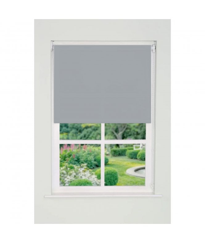 New Edge Blinds Custom Made Silver Plain Straight Edge Daylight Roller Blind (165cm Drop)