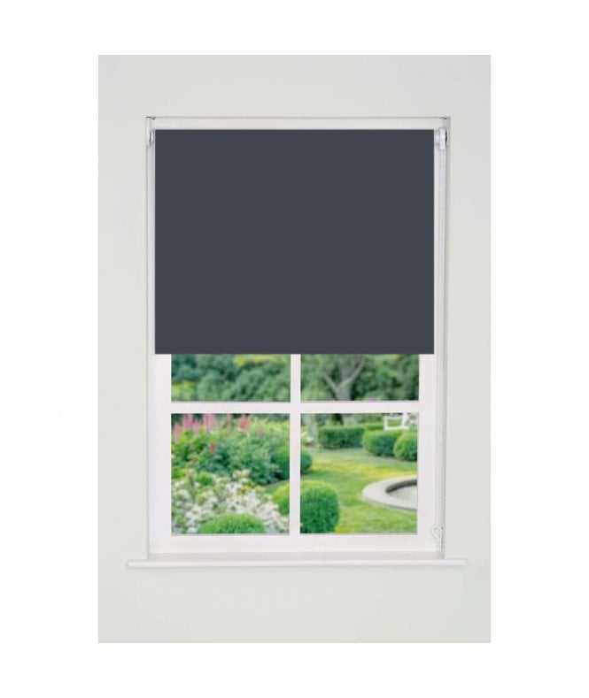New Edge Blinds Custom Made Slate Grey Plain Straight Edge Daylight Roller Blind (165cm Drop)