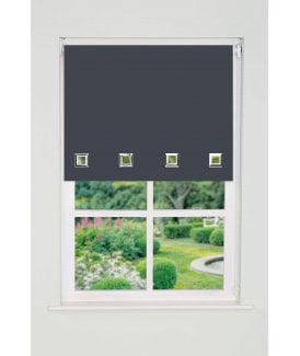 Custom Made Slate Grey Square Eyelet Edge Roller Blind (165cm Drop)