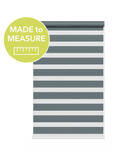 Custom Made to Measure Slate Grey Day & Night Zebra Roller Blind (165cm drop)