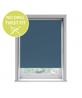 Custom Made To Measure Twist Fit No Drill Thermal Blackout Roller Blinds Blue