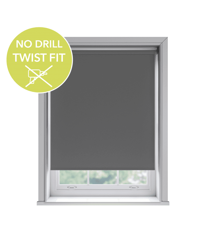 New Edge Blinds Custom Made To Measure Twist Fit No Drill Thermal Blackout Roller Blinds Grey