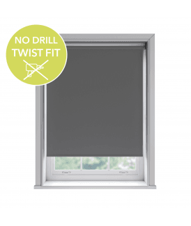 Custom Made To Measure Twist Fit No Drill Thermal Blackout Roller Blinds Grey