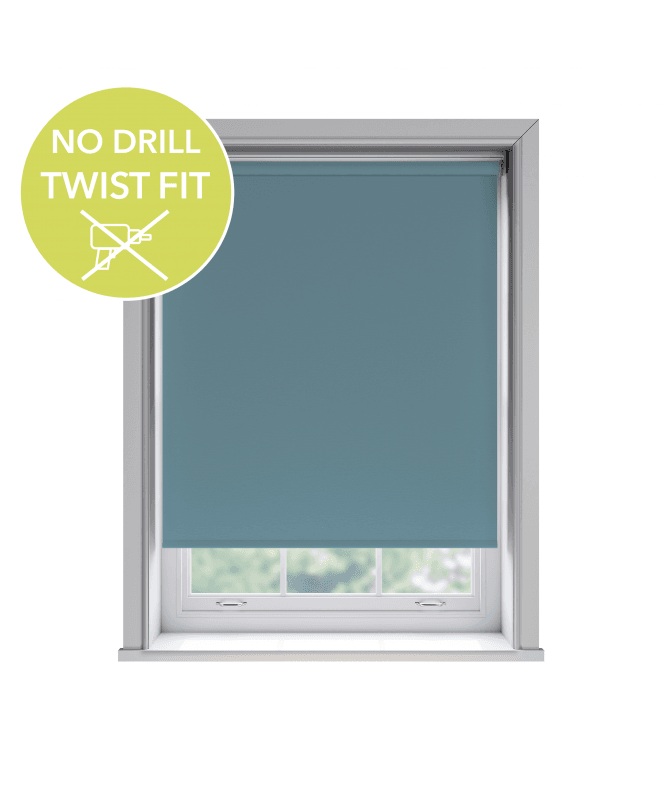 New Edge Blinds Custom Made To Measure Twist Fit No Drill Thermal Blackout Roller Blinds Light Blue