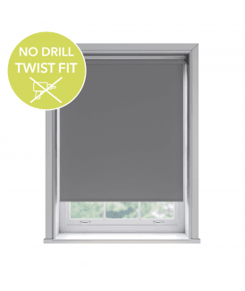Custom Made To Measure Twist Fit No Drill Thermal Blackout Roller Blinds Light Grey