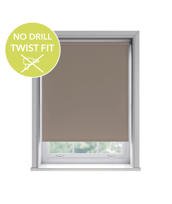 New Edge Blinds Custom Made To Measure Twist Fit No Drill Thermal Blackout Roller Blinds Mocha