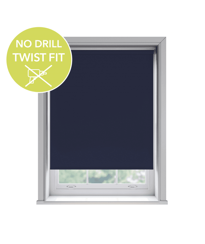 New Edge Blinds Custom Made To Measure Twist Fit No Drill Thermal Blackout Roller Blinds Navy