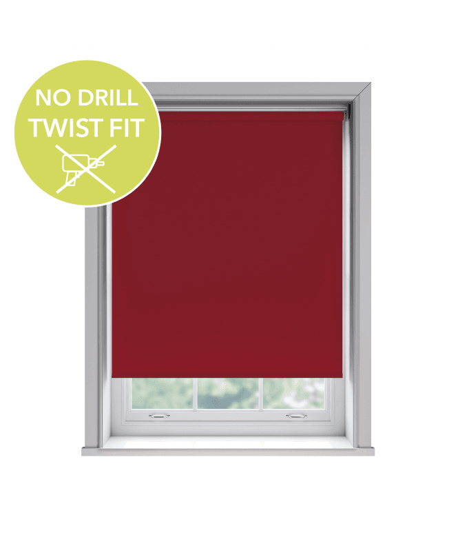 New Edge Blinds Custom Made To Measure Twist Fit No Drill Thermal Blackout Roller Blinds Red