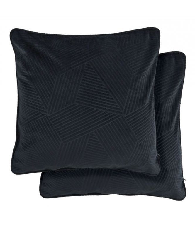 New Edge Blinds Deco Collection Soft Velvet Geometric Cushion Cover in Black