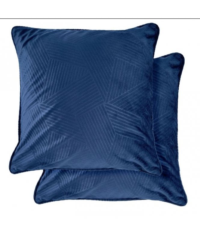 New Edge Blinds Deco Collection Soft Velvet Geometric Cushion Cover in Navy
