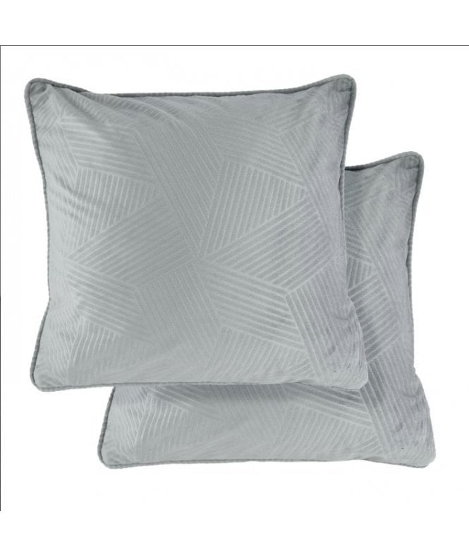 New Edge Blinds Deco Collection Soft Velvet Geometric Cushion Cover in Silver