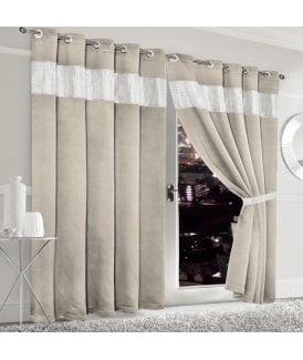 Diamante Blackout Eyelet Curtains in Natural