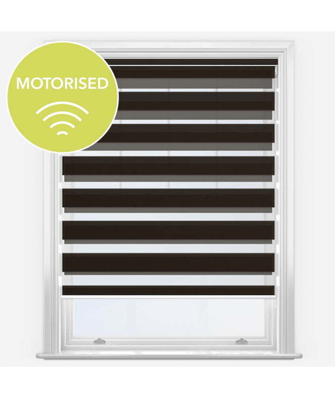 New Edge Blinds Disie Espresso Motorised Dimout Day & Night Roller Blind