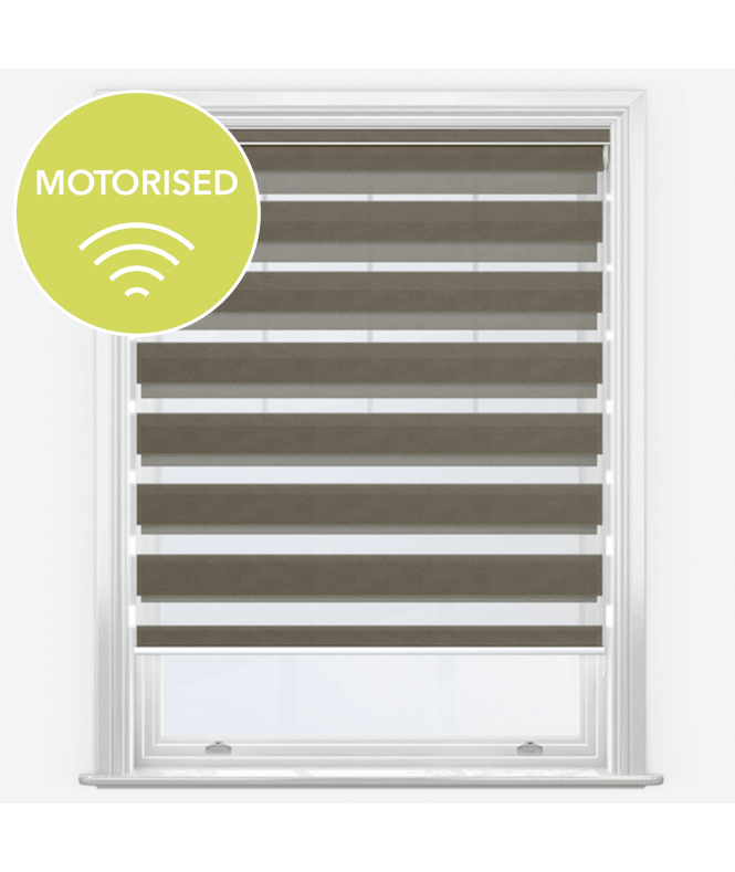 New Edge Blinds Disie Taupe Motorised Dimout Day & Night Roller Blind