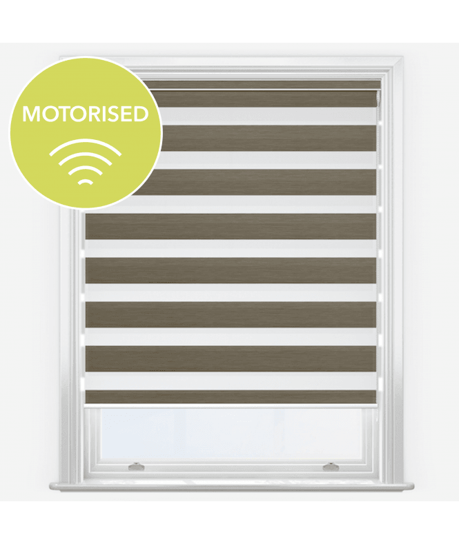 New Edge Blinds Dixie Taupe Motorised Dimout Day & Night Roller Blind