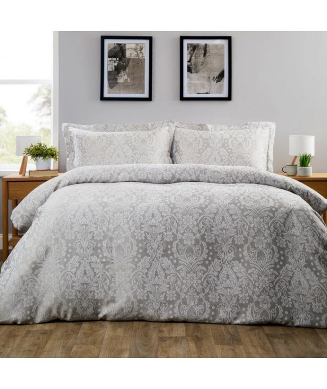 New Edge Blinds Dorchester Jacquard Duvet Set in Grey