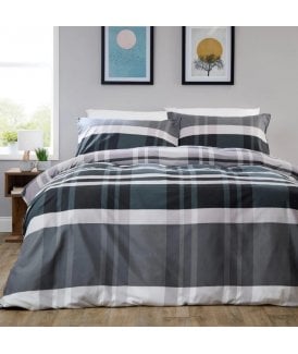Dylan Check Duvet Set in Grey