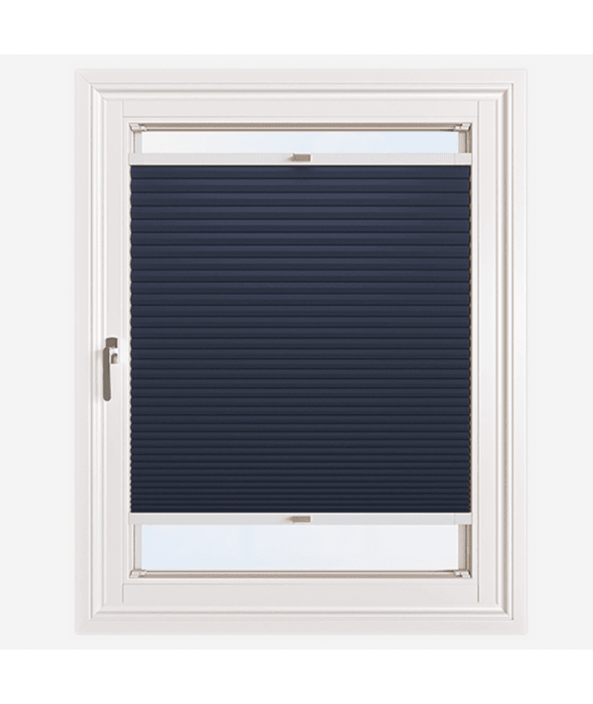 New Edge Blinds Easy Click No Drill Pleated Honeycomb Cellular Blackout Blind in Navy Blue