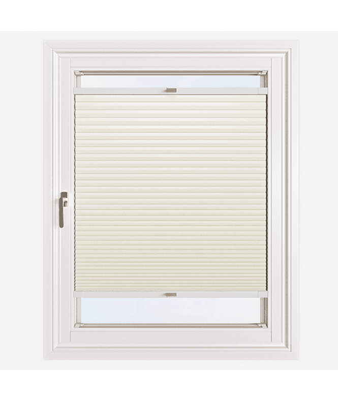New Edge Blinds Easy Click No Drill Pleated Honeycomb Cellular Dimout Blind in Cream