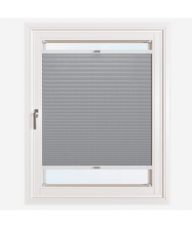 New Edge Blinds Easy Click No Drill Pleated Honeycomb Cellular Dimout Blind in Dove Grey