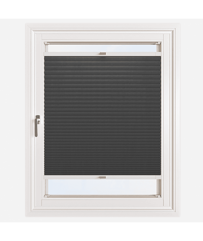 New Edge Blinds Easy Click No Drill Pleated Honeycomb Cellular Dimout Blind in Grey