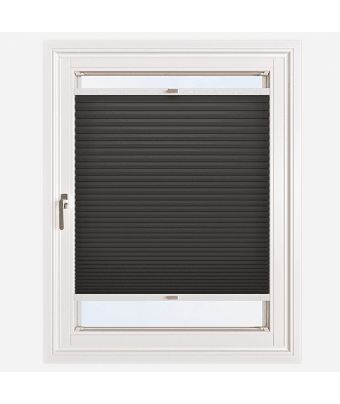 New Edge Blinds Easy Click No Drill Pleated Honeycomb Cellular Dimout Blind in Jet Black