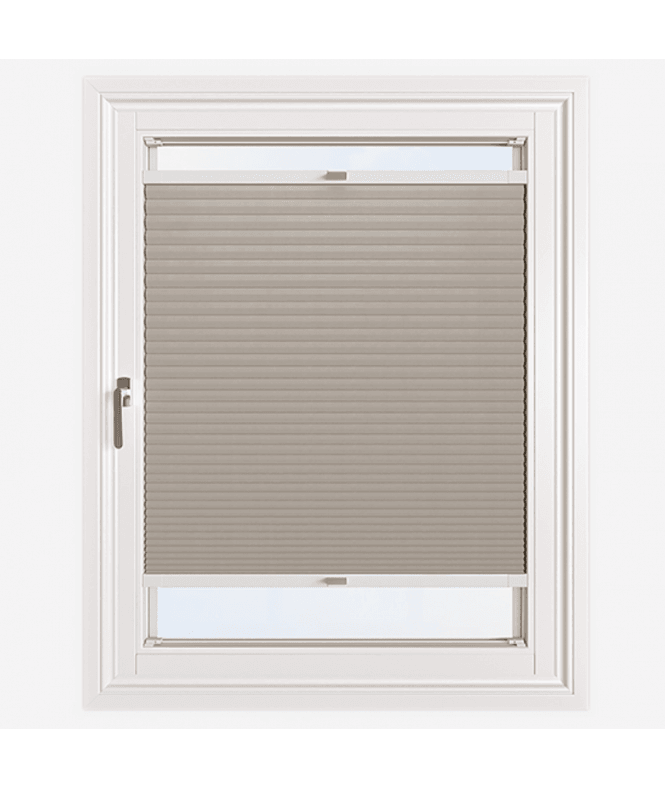 New Edge Blinds Easy Click No Drill Pleated Honeycomb Cellular Dimout Blind in Natural