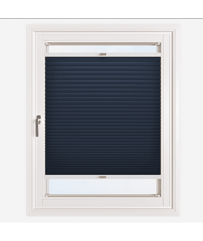 New Edge Blinds Easy Click No Drill Pleated Honeycomb Cellular Dimout Blind in Navy Blue