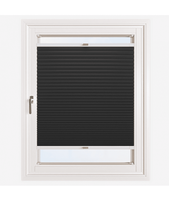 New Edge Blinds Easy Stick Self Adhesive No Drill Pleated Honeycomb Cellular Blackout Blind in Jet Black