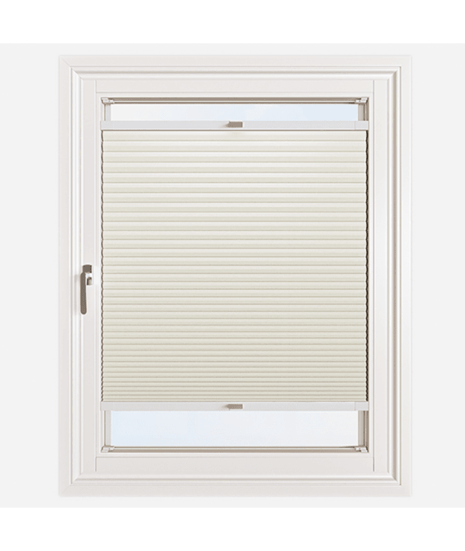 New Edge Blinds Easy Stick Self Adhesive No Drill Pleated Honeycomb Cellular Blackout Blind in Pearl