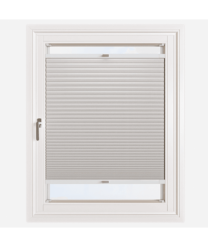 New Edge Blinds Easy Stick Self Adhesive No Drill Pleated Honeycomb Cellular Dimout Blind in Greige