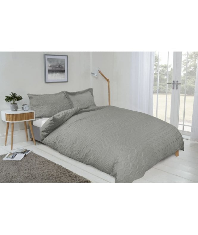 New Edge Blinds Eden Collection Quilted Duvet Set in Silver