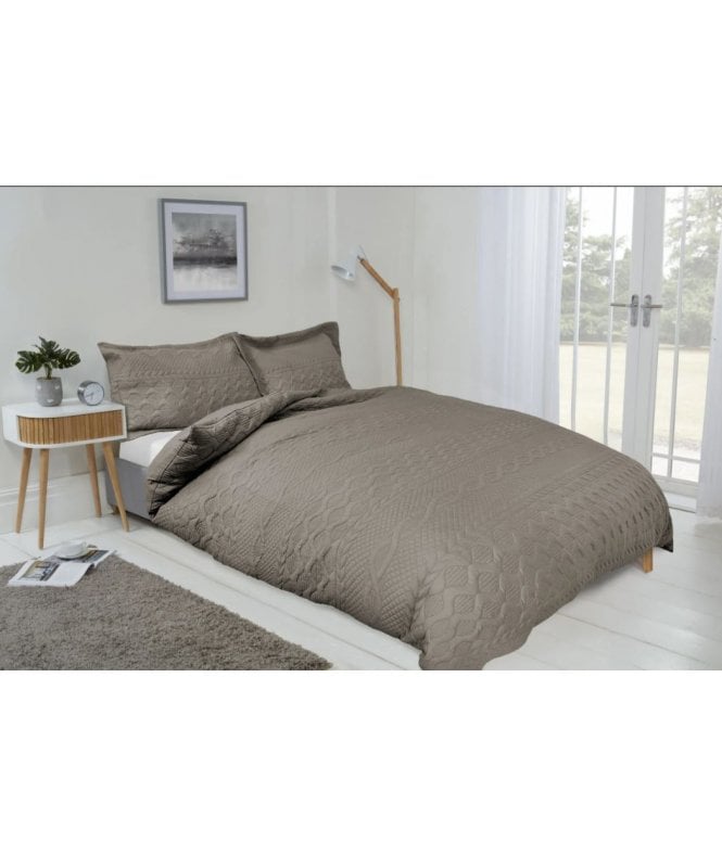 New Edge Blinds Eden Collection Quilted Duvet Set in Stone