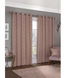 Element Geo Thermal Blackout Eyelet Curtains Blush Pink