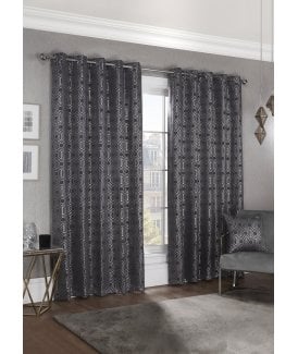Element Geo Thermal Blackout Eyelet Curtains Charcoal