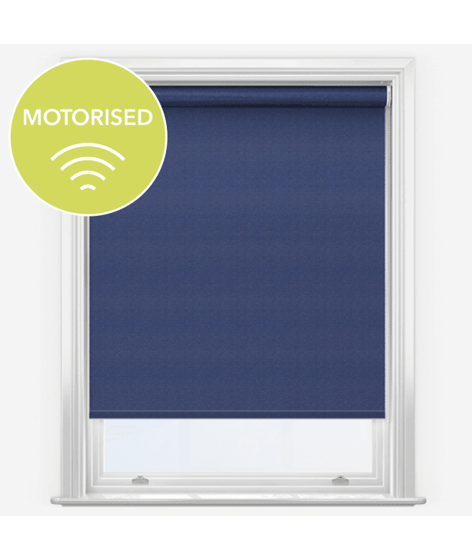New Edge Blinds Elements Denim Blue Made to Measure Motorised Blackout Roller Blind