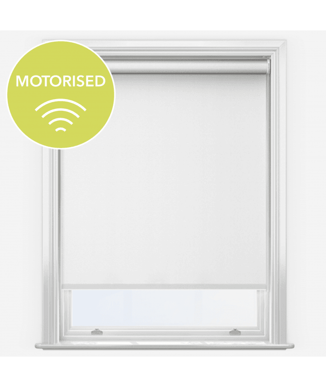New Edge Blinds Elements Porcelain White Made to Measure Motorised Blackout Roller Blind