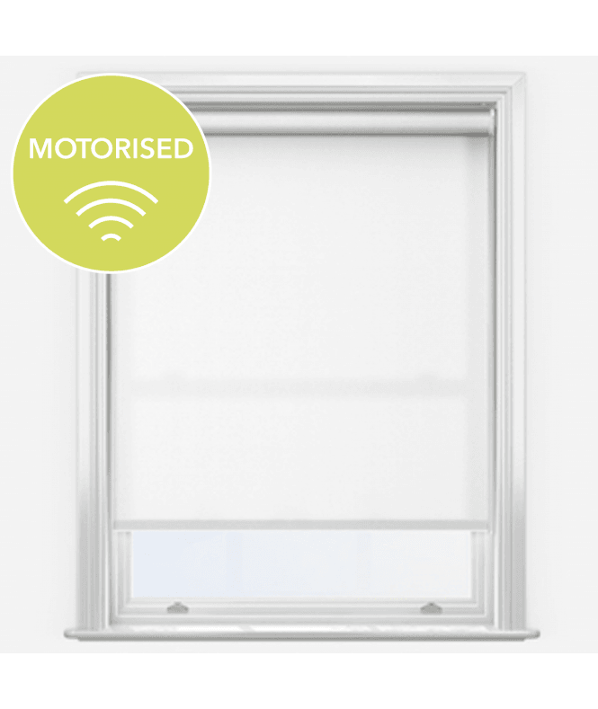 New Edge Blinds Elements Porcelain White Made to Measure Motorised Dimout Roller Blind